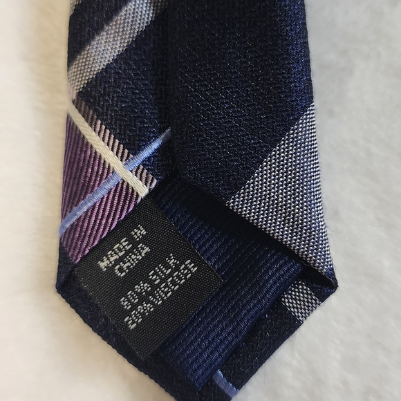Michael Kors Navy and Purple Plaid Tie 60" - Picture 3 of 7